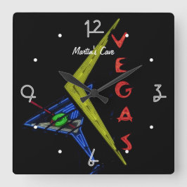 Reloj Cuadrado Letrero de neón personalizado Las Vegas Mancave