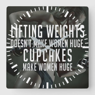 Reloj Cuadrado Levantamiento vs. pasteles hacen que las mujeres s