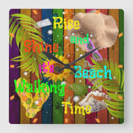 Reloj Cuadrado Levántate y Brilla Playa Tropical Verano Sol Diver