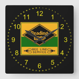 Reloj Cuadrado Leyendo líneas ferroviarias, pared de servicio de 