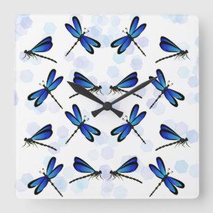 Reloj Cuadrado libélulas azules