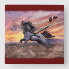 Reloj Cuadrado Libertad Mustang y Eagle Patriótico