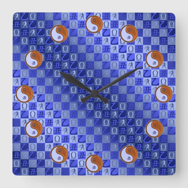 Reloj Cuadrado Libra & Buey de Madera (Anverso)