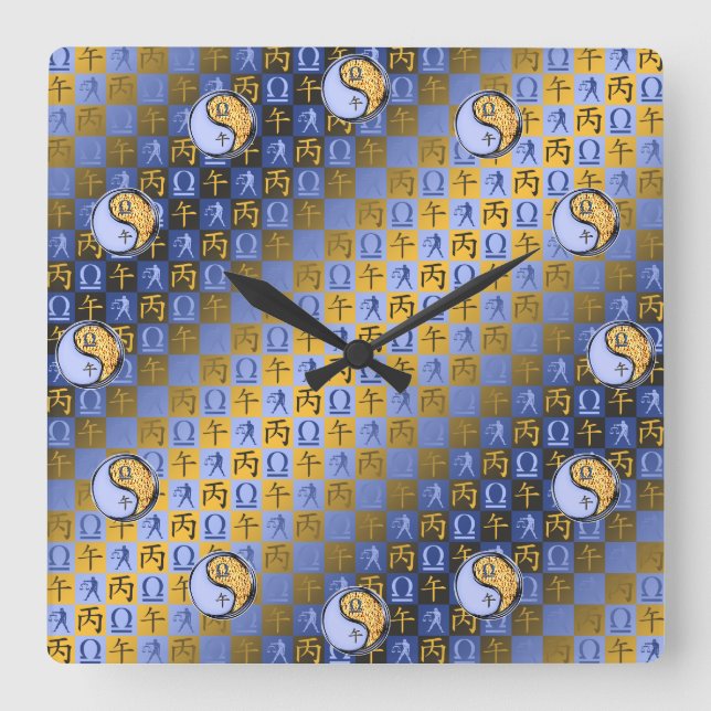 Reloj Cuadrado Libra & Caballo de Fuego (Anverso)