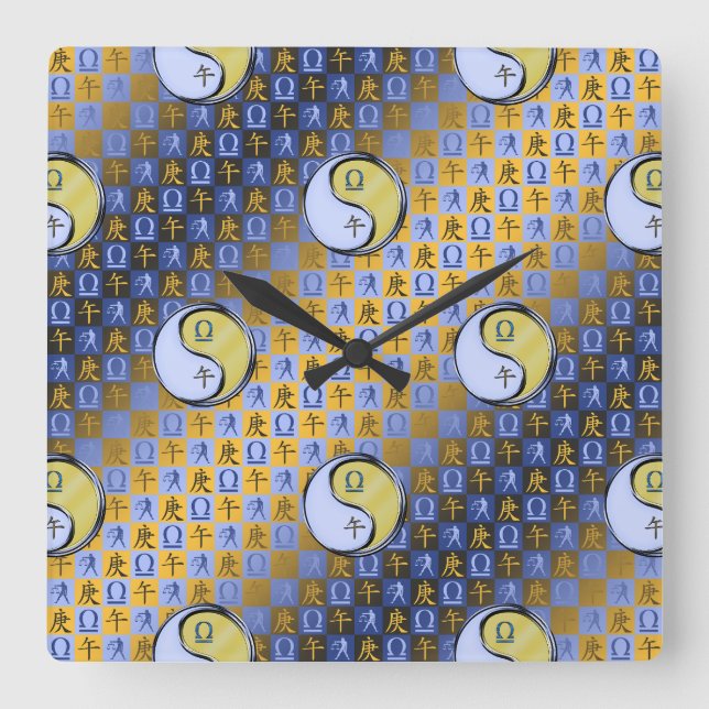 Reloj Cuadrado Libra & Caballo de Metal (Anverso)