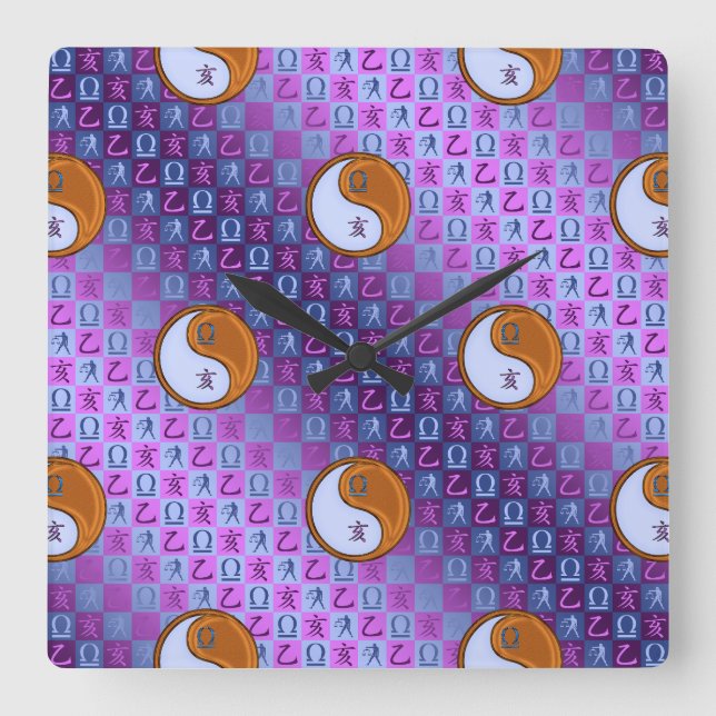 Reloj Cuadrado Libra & Jabalí de Madera (Anverso)
