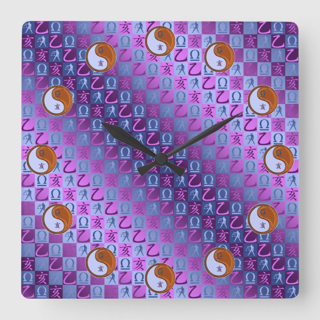 Reloj Cuadrado Libra & Jabalí de Madera (Anverso)