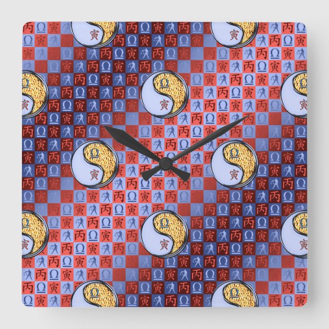Reloj Cuadrado Libra & Tigre de Fuego (Anverso)