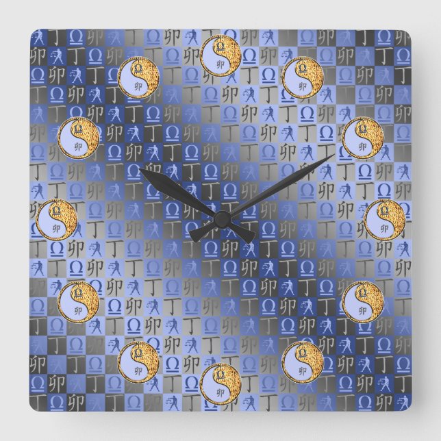 Reloj Cuadrado Libra y Conejo de Fuego (Anverso)