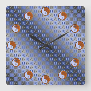 Reloj Cuadrado Libra y Conejo de Madera