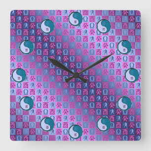 Reloj Cuadrado Libra y Gallo de Agua