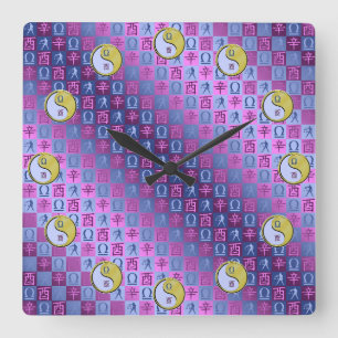 Reloj Cuadrado Libra y Gallo de Metal