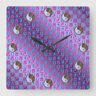 Reloj Cuadrado Libra y Gallo de Tierra