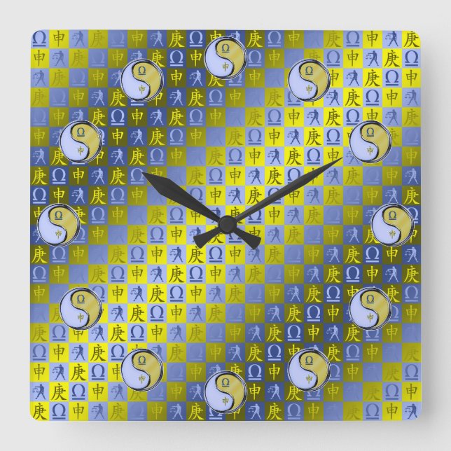 Reloj Cuadrado Libra y Mono de Metal (Anverso)