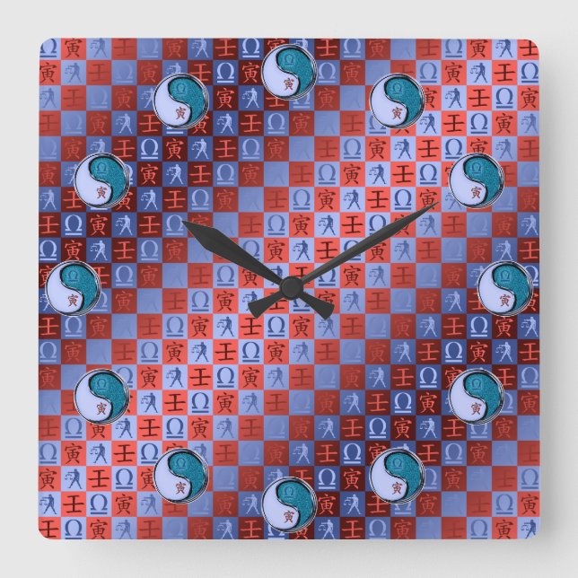 Reloj Cuadrado Libra y Tigre de Agua (Anverso)