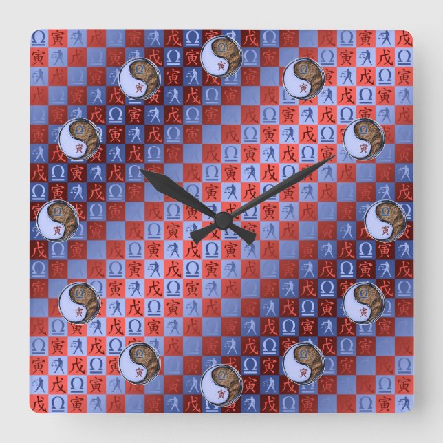 Reloj Cuadrado Libra y Tigre de Tierra (Anverso)