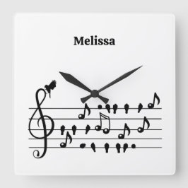 Reloj Cuadrado Libre como un pájaro, pájaros cantantes actuando c