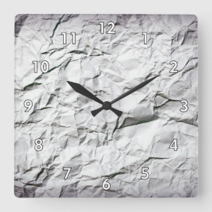 Reloj Cuadrado Libro Blanco Arrugado