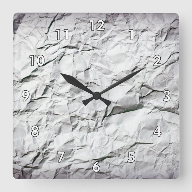 Reloj Cuadrado Libro Blanco Arrugado (Anverso)
