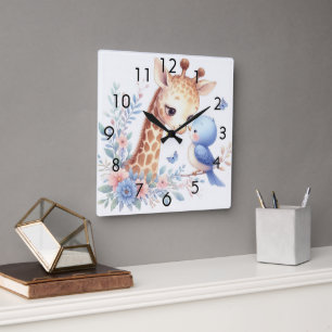 Reloj Cuadrado Libro De Historias Woodland Babies Giraffe And Blu