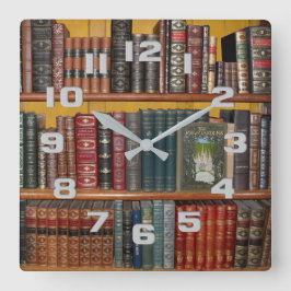 Reloj Cuadrado Libros de libros de la Biblioteca Hardcover Editio