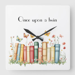 Reloj Cuadrado Libros y flores