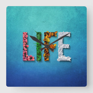 Reloj Cuadrado Life Blue Sky Water Fruit Food Snow Sea