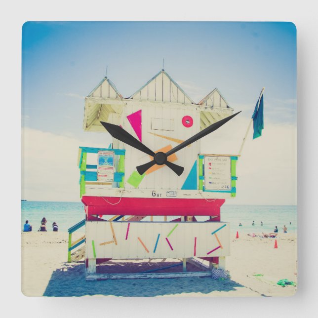Reloj Cuadrado Lifeguard Tower | South Beach, Miami (Anverso)