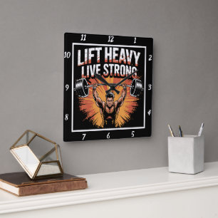 Reloj Cuadrado Lift Heavy Live Strong Barbell