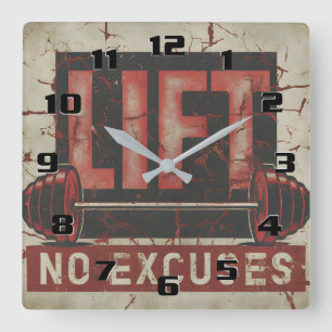 Reloj Cuadrado Lift No Excusas Impresionante Motivational Home gy