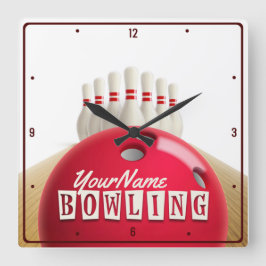 Reloj Cuadrado Liga Retro de Bolas Personalizadas Lanes Lanes