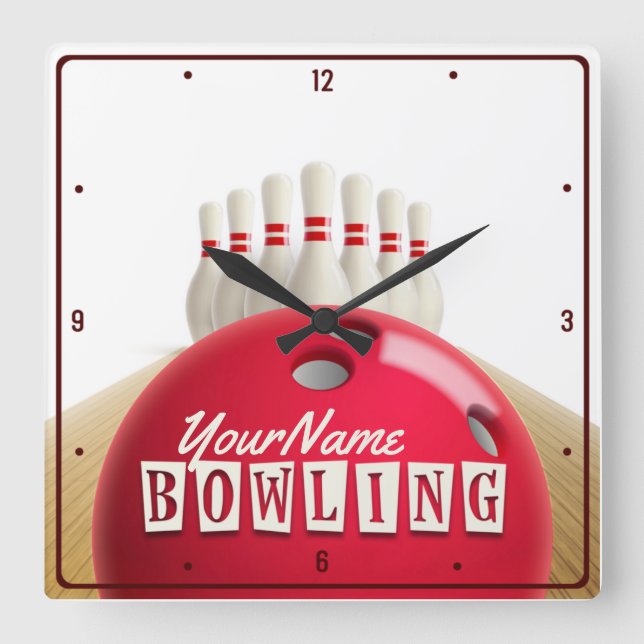 Reloj Cuadrado Liga Retro de Bolas Personalizadas Lanes Lanes (Anverso)