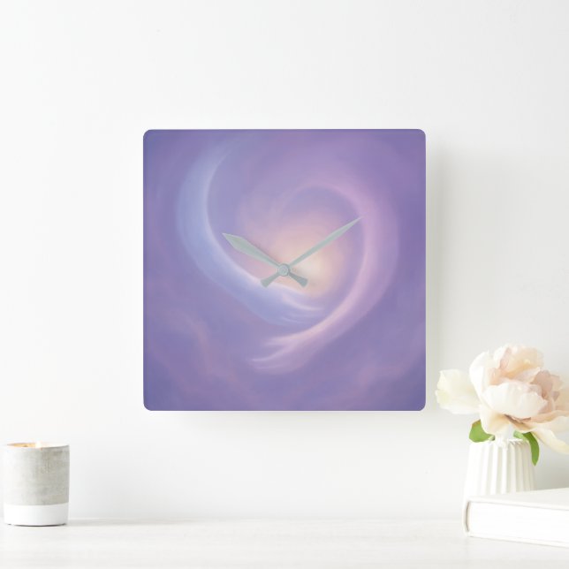 Reloj Cuadrado Light Embrace Serene Abstract in Lavender Light (Hogar)