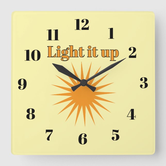 Reloj Cuadrado Light it up, yellow (Anverso)