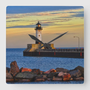 Reloj Cuadrado Lighthouse Sunset