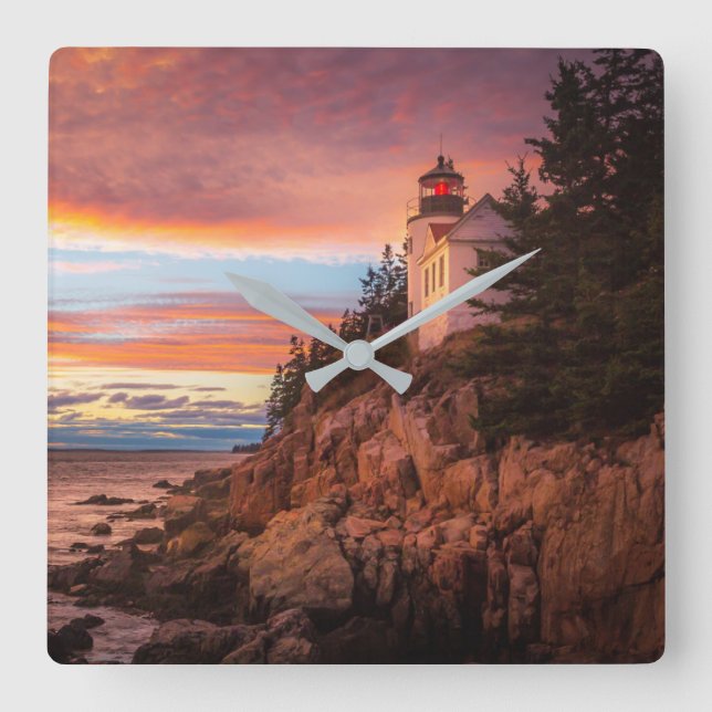 Reloj Cuadrado Lighthouses | Acadia National Park Maine (Anverso)