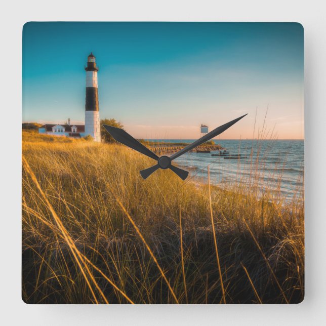 Reloj Cuadrado Lighthouses | Big Sable Lighthouse Ludington, MI (Anverso)