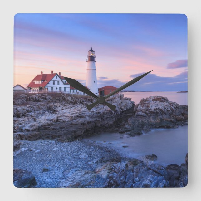 Reloj Cuadrado Lighthouses | Cape Elizabeth, Maine (Anverso)