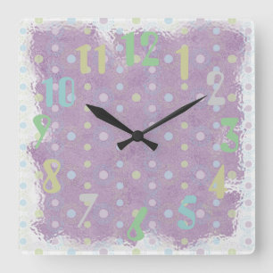 Reloj Cuadrado Lila n Polkadots