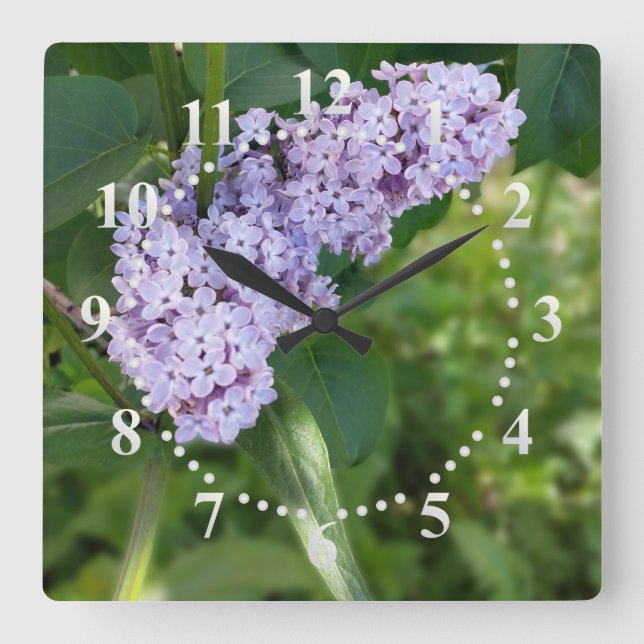 Reloj Cuadrado lilac curtain (Anverso)