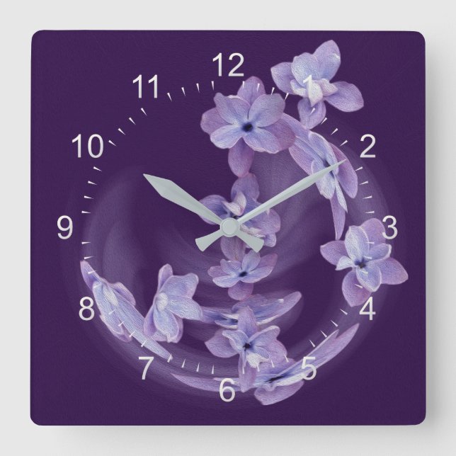 Reloj Cuadrado Lilac in circle (Anverso)