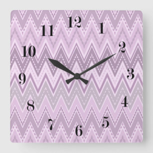 Reloj Cuadrado Lilac, rosa, zigzag