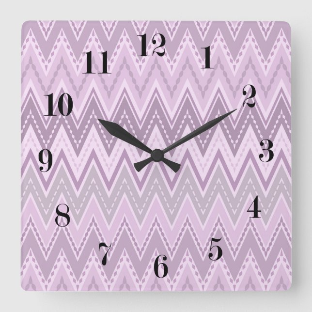 Reloj Cuadrado Lilac, rosa, zigzag (Anverso)