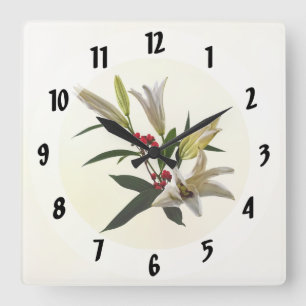 Reloj Cuadrado Lilies y Berries