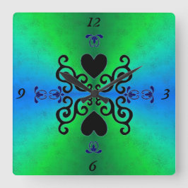 Reloj Cuadrado Lily y Heart on Rainbow