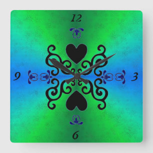 Reloj Cuadrado Lily y Heart on Rainbow