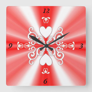 Reloj Cuadrado Lily y Heart on Rainbow