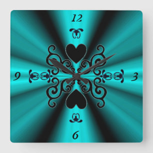 Reloj Cuadrado Lily y Heart on Rainbow