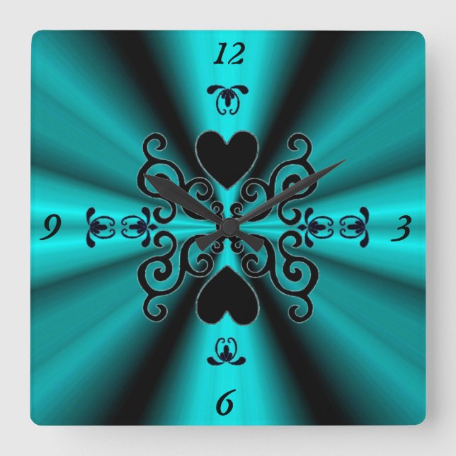 Reloj Cuadrado Lily y Heart on Rainbow (Anverso)