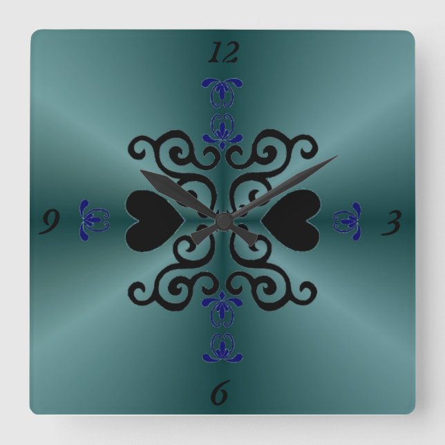 Reloj Cuadrado Lily y Heart on Rainbow (Anverso)
